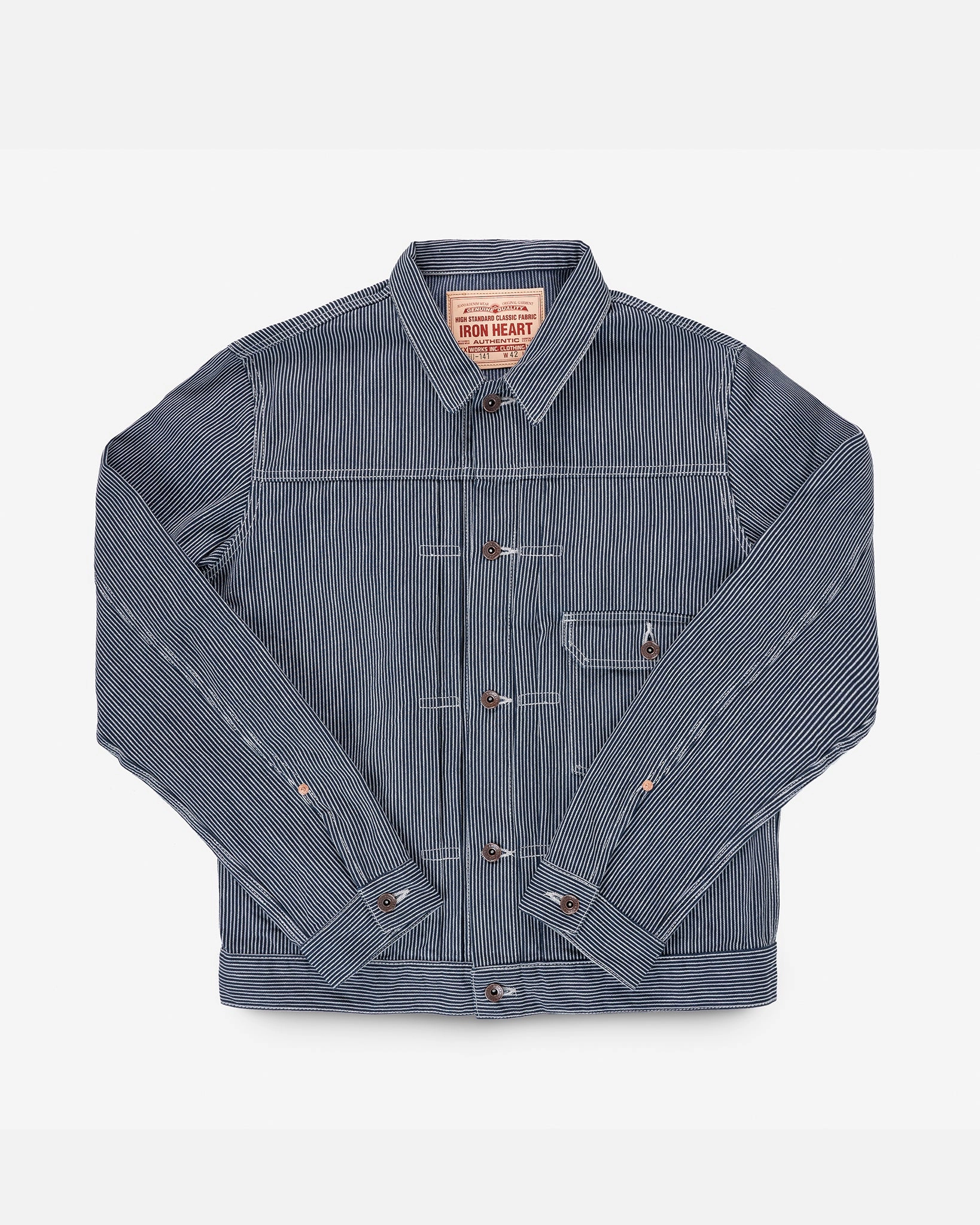 WrinkleFreeFinish Light Reflective 10.5oz Narrow Stripe Hickory Type I - Indigo