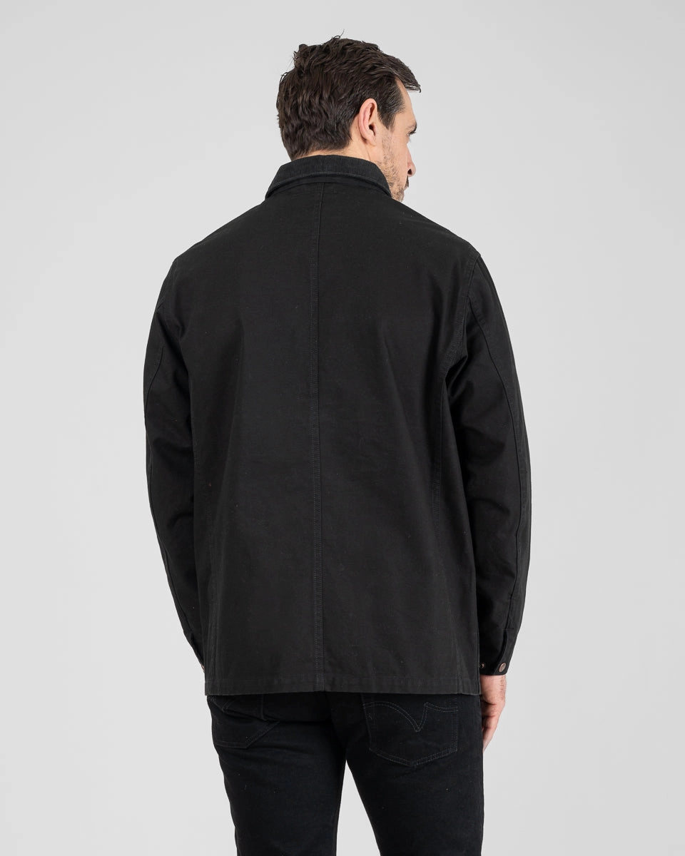 10oz Kurashikizome? Organic Cotton Duck Chore Jacket - Black Anti Static Treatment
