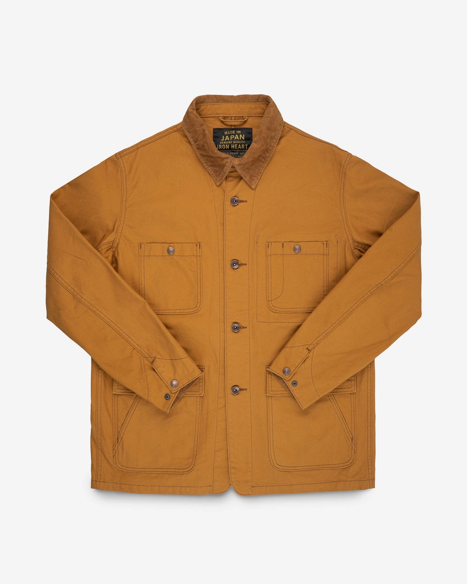 10oz Kurashikizome? Organic Cotton Duck Chore Jacket - Brown Fleece Lined Interior