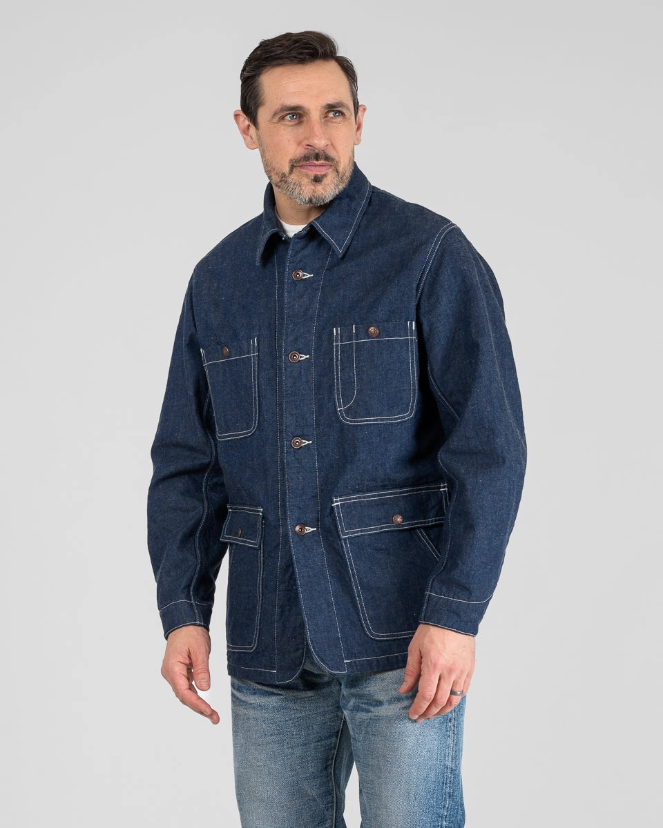 10oz Selvedge Denim Blanket Lined Chore Jacket - Indigo All Season Fit Checkered Style