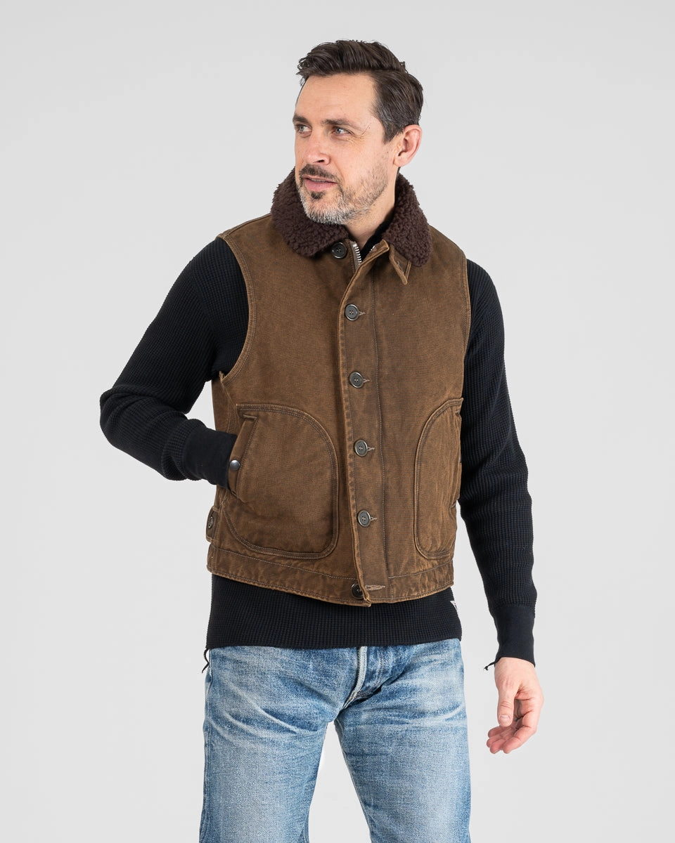 12oz Duck N1 Deck Vest - Brown WaterRepellent Surface Music Mood