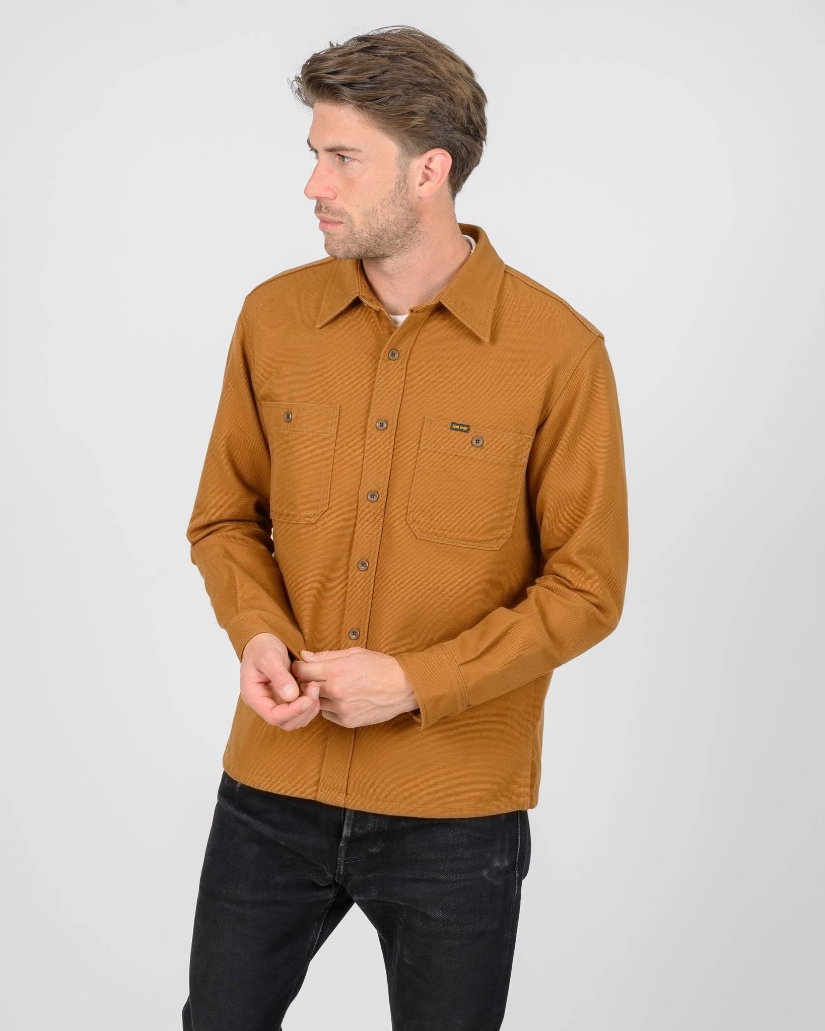 SweatWickingLining Casual Fit 13oz Oxford Cloth Work Overshirt - Camel