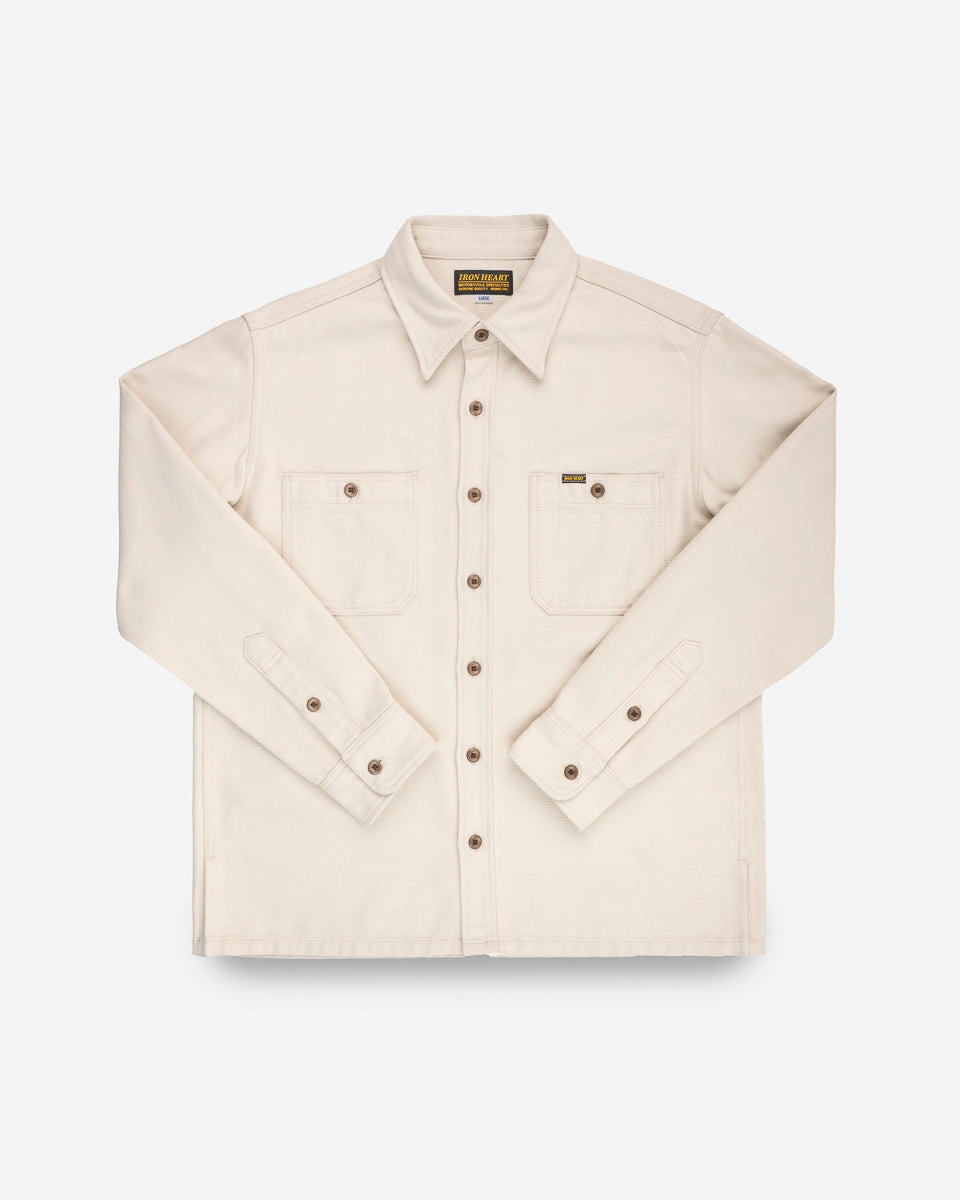 13oz Oxford Cloth Work Overshirt - Ivory Bride Side
