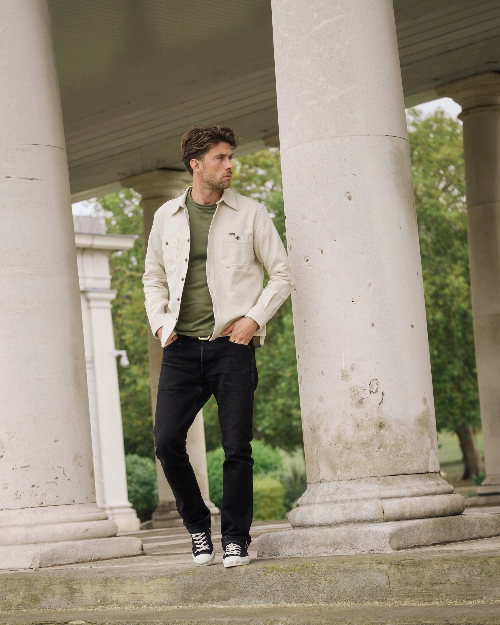 Layered Clothing 13oz Oxford Cloth Work Overshirt - Ivory