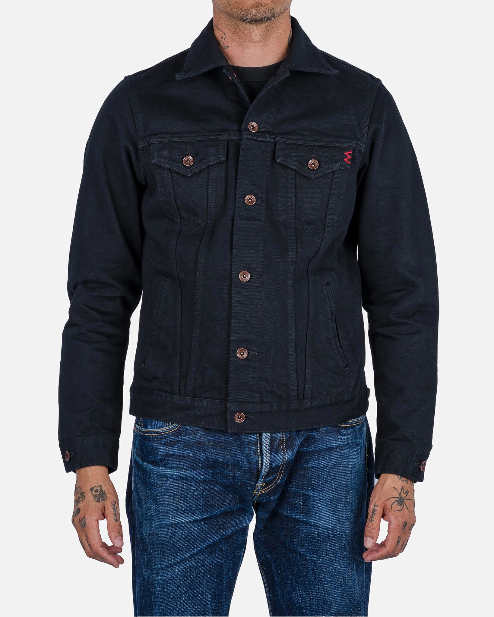 ShapeRetentionCloth 14oz Selvedge Denim Modified Type III Jacket - Superblack