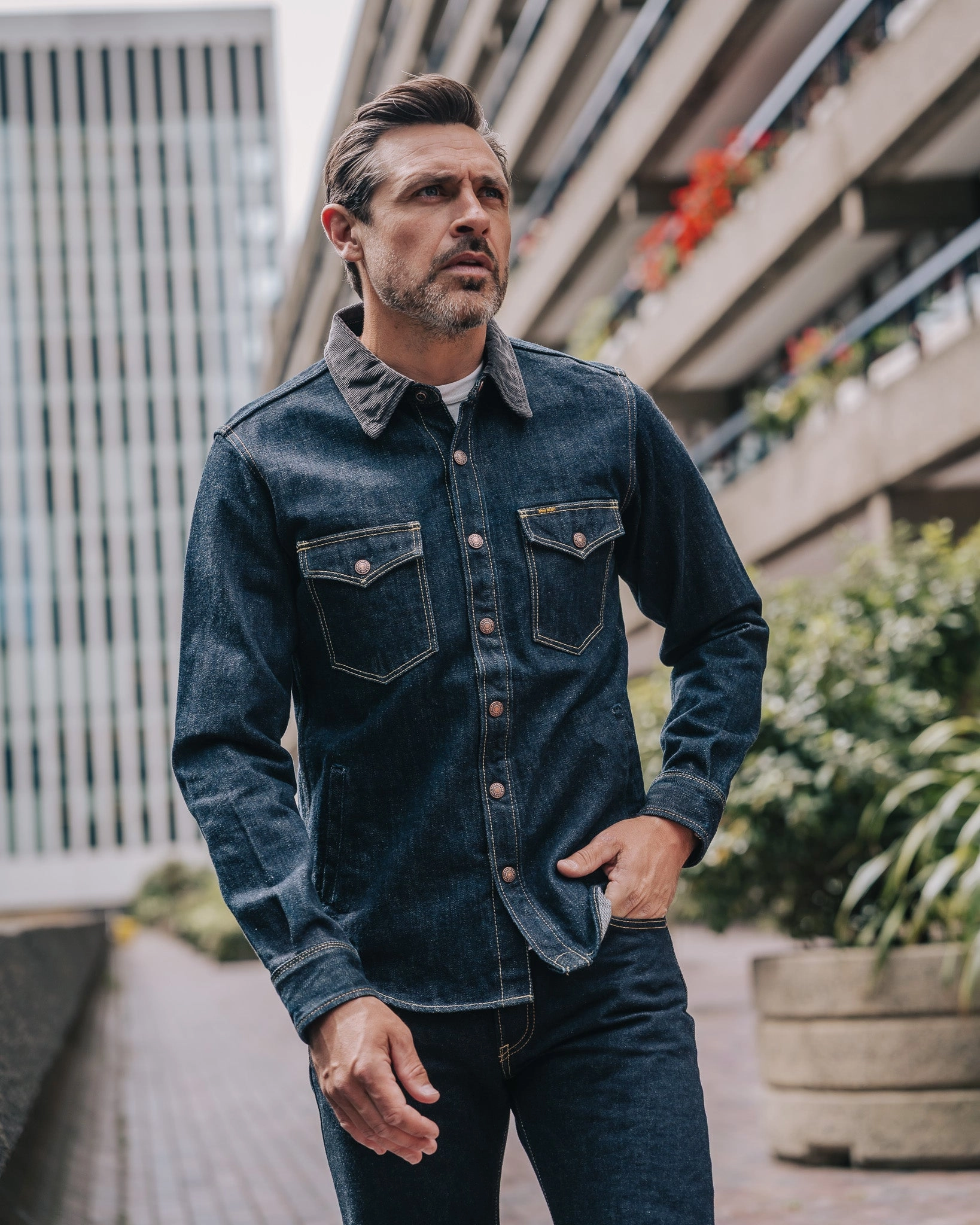 16oz Selvedge Denim CPO Shirt - Indigo StainRepellentSurface