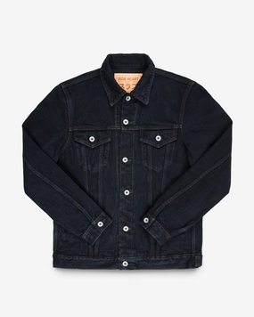 Flexible Fleece Lining Weatherproof Zipper Tech 16oz Slubby Selvedge Denim Type III Jacket - Indigo Overdyed Black