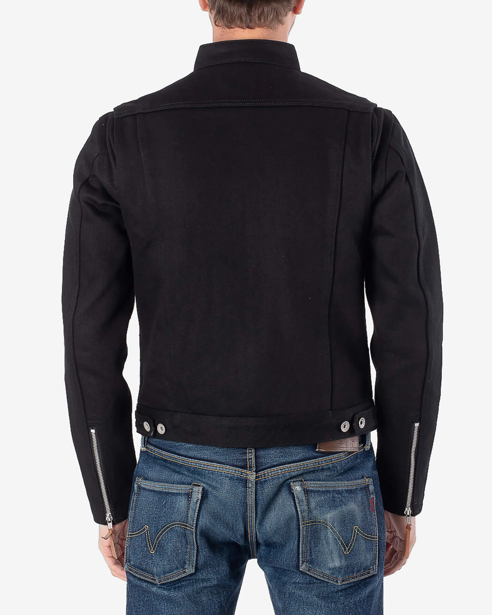 Softshell Coating 21oz Denim Rider's Jacket - Superblack Non-Fade