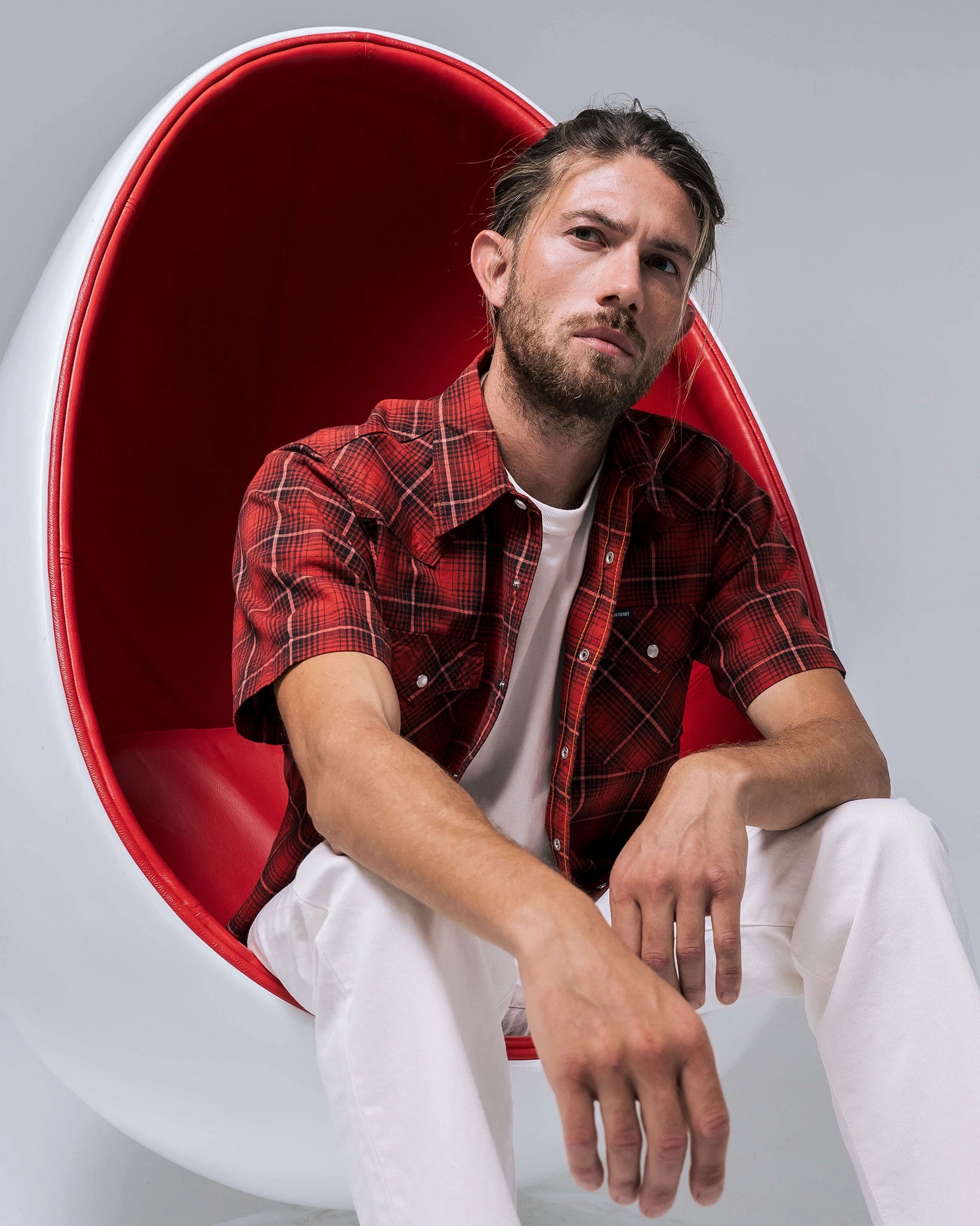 Antistatic Muse Edge 5oz Selvedge Short Sleeved Western Shirt - Red Vintage Check