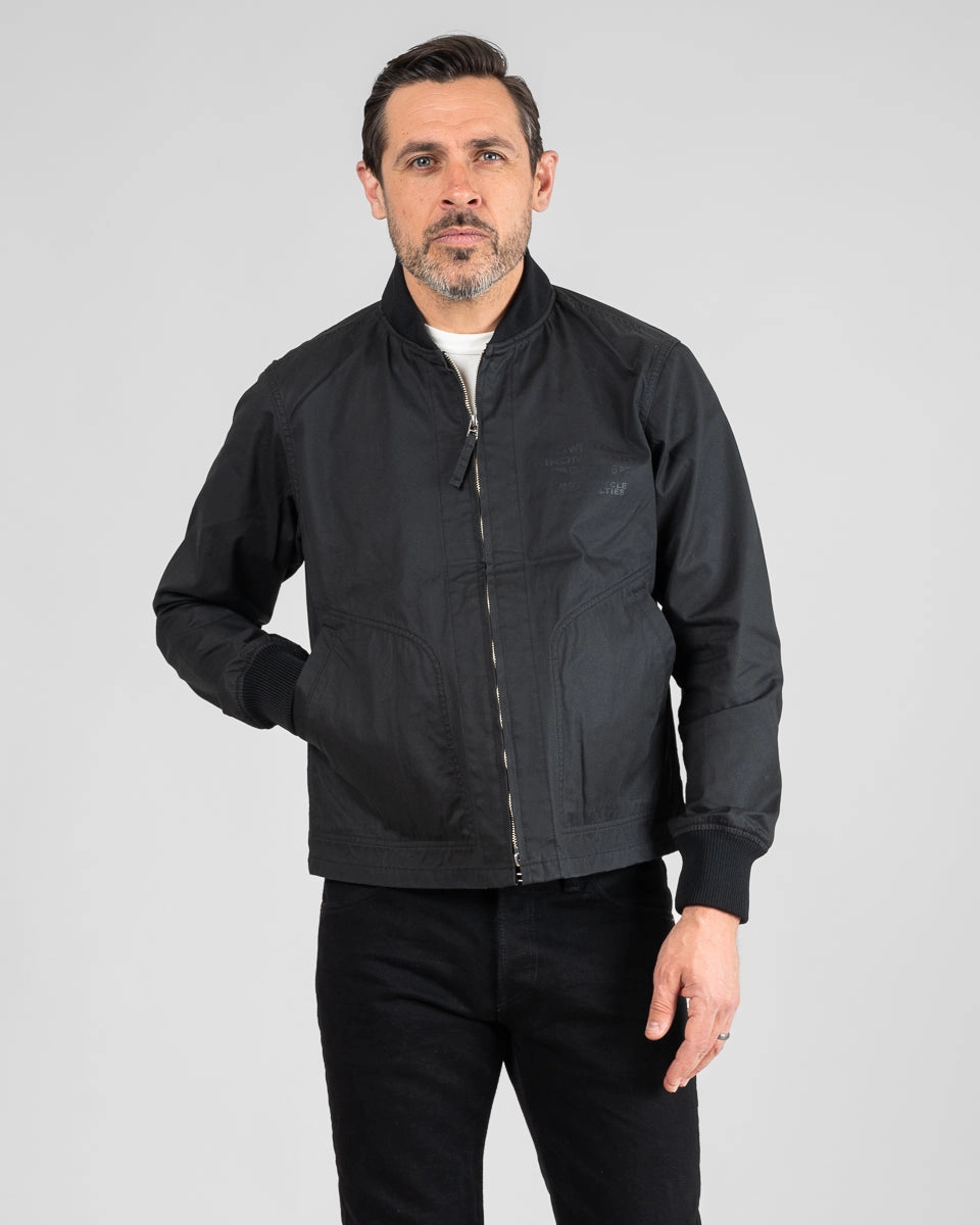 Adjustable Fit Design Modern Day Look 7oz Rubber Wax Coated Windbreaker - Black