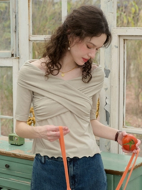 Photo Fit OdorResistant Fabric (Add-on Item) Rylie Solid Color Off The Shoulder Knitted Top