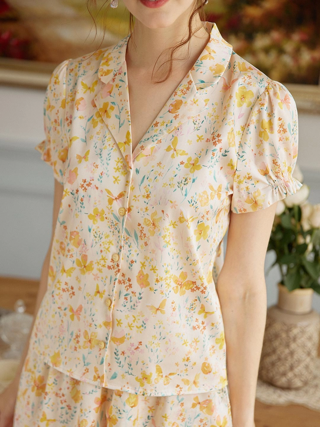 Sheer Glow ??Final Sale?? Annie Butterfly Printed Pajama Top