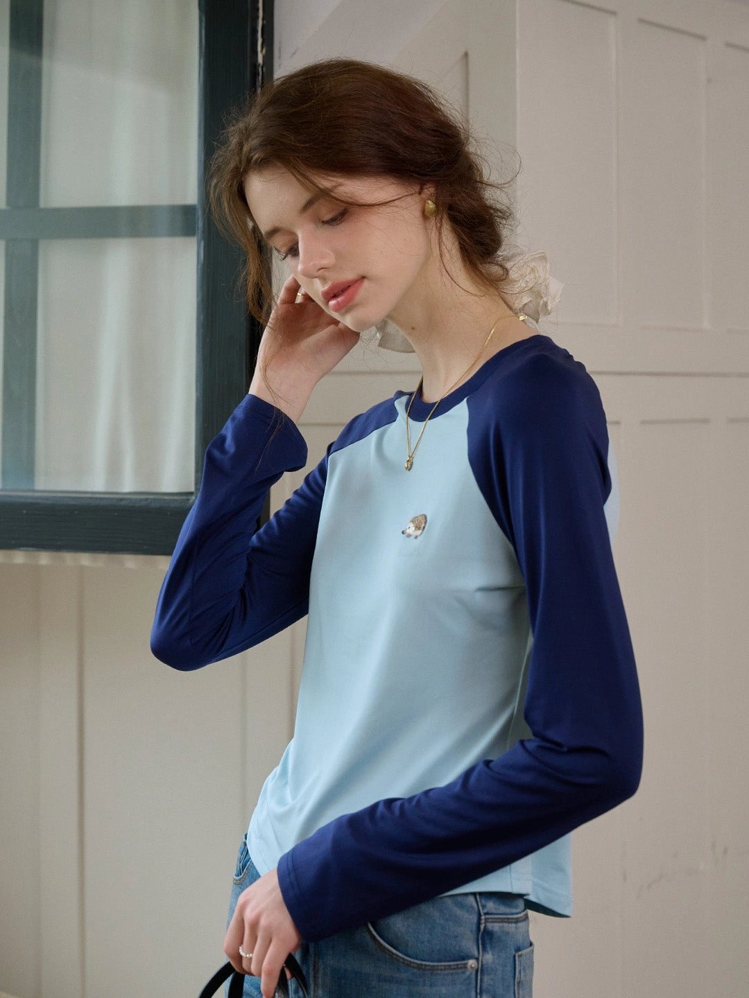 ??Final Sale??Abby Round Neck Embroidery Top Warm Tracksuit FrictionResistant