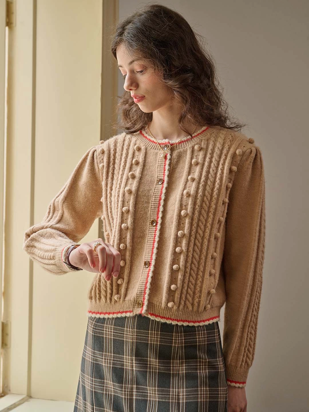 Hypoallergenic Fibers ??Final Sale??Adeline Sweet Round Neck Contrast Lace Cardigan