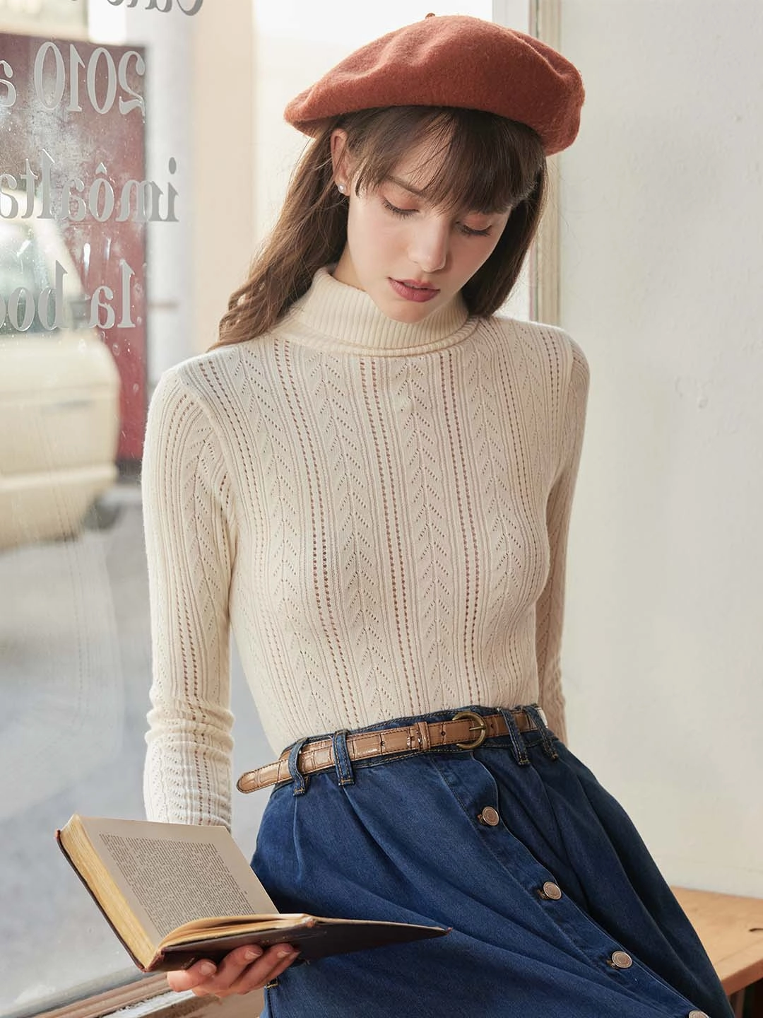 Net Fit ??Final Sale??Ariana Solid Color Turtleneck Slim Fit Knitted Top