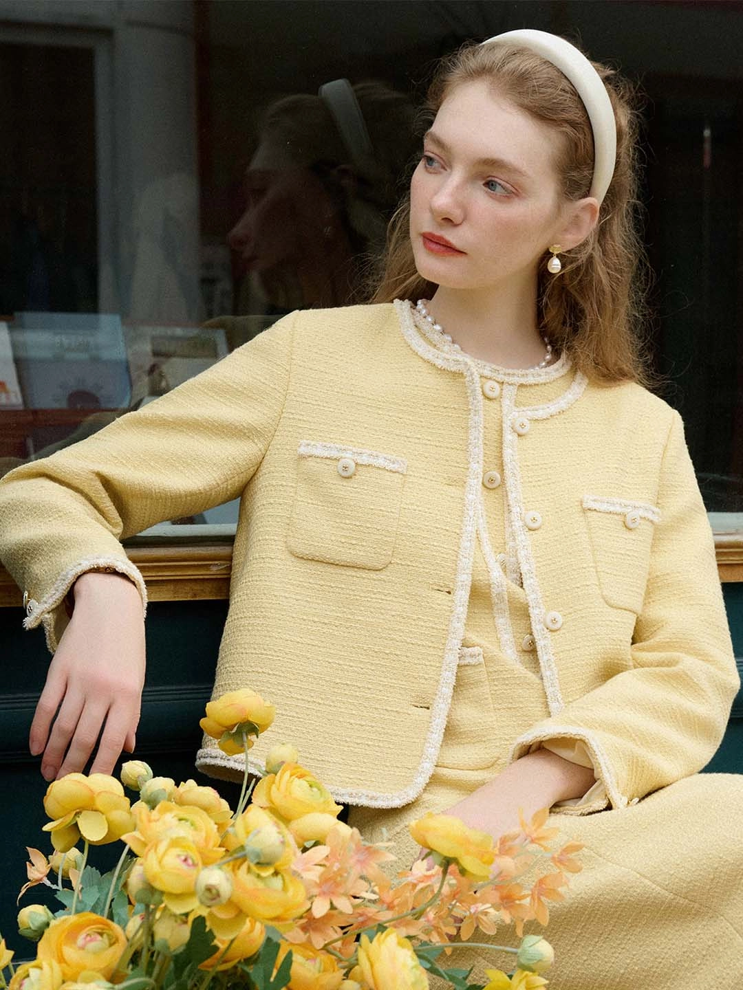 ??Final Sale??Charlotte Exquisite Color-Blocked Tweed Jacket OdorControl Technology MachineWashable Fabric