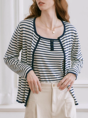 smooth zipper Soft Blouse ??Final Sale??Dakota Round Neck Striped Knitted Jacket