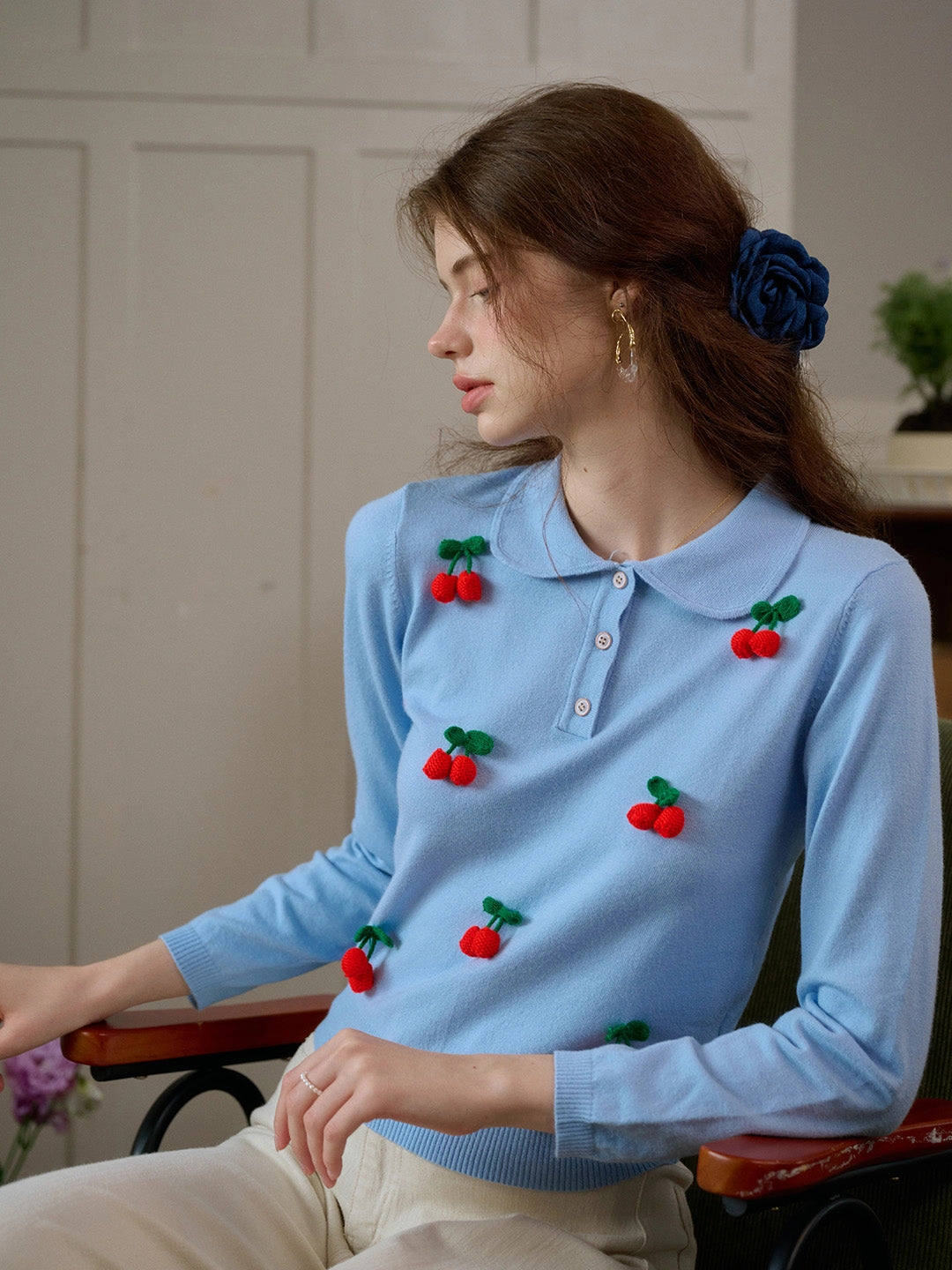 ??Final Sale??Daniela Customized Jacquard Pullover Sweater AntiStaticMaterial