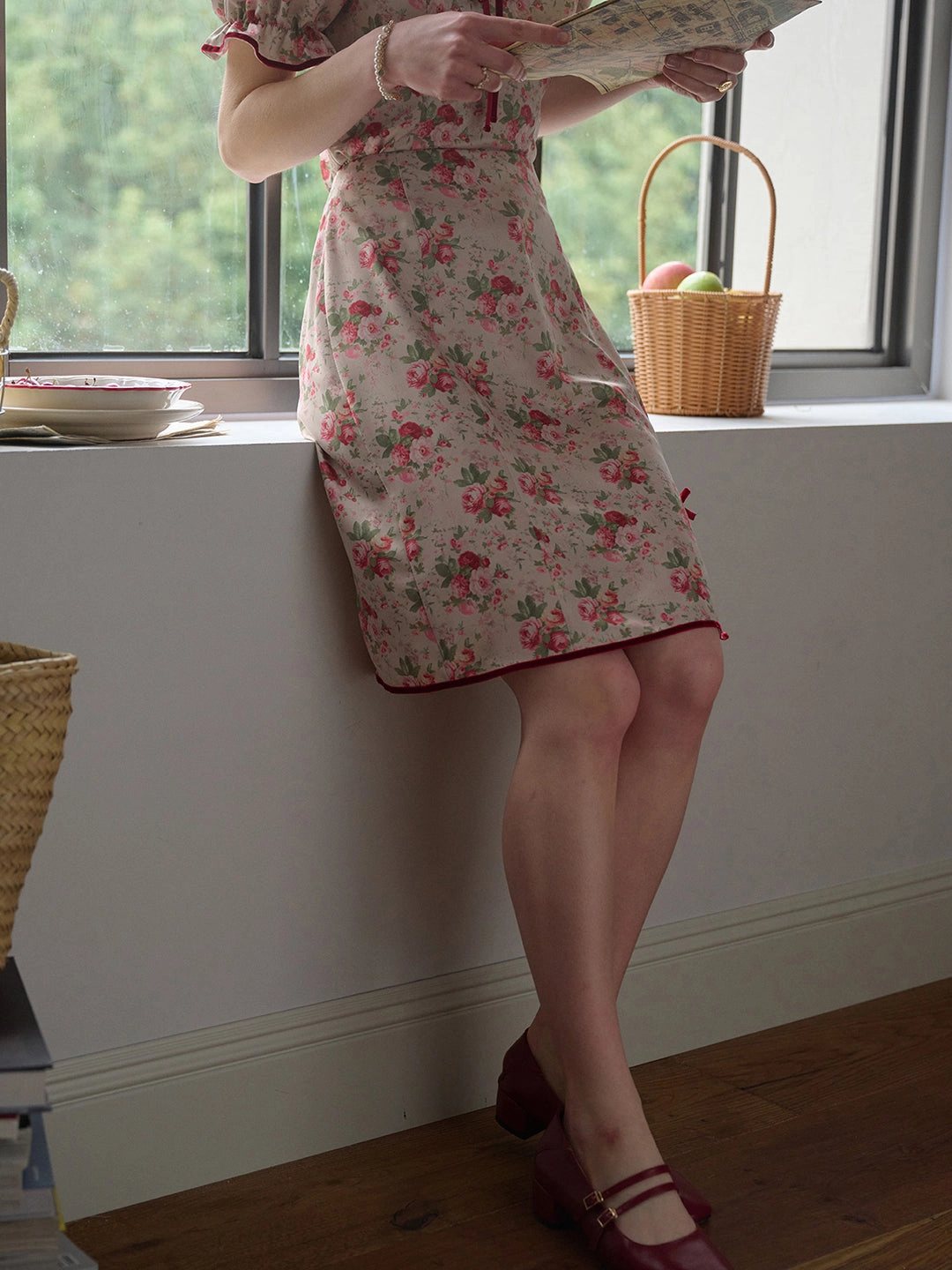 ??Final Sale??Elise Floral Midi Split Skirt Rayon drape SustainableManufacturing