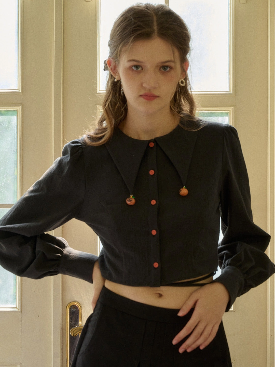 ??Final Sale??Giuliana Round Neck Halloween Collision Pumpkin Chapter Shirt CompressionEnhanced Fit