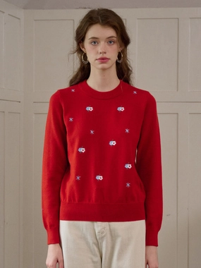 Utility Mode Royal Mode ??Final Sale??Gracie Round Neck Embroidery Sweater