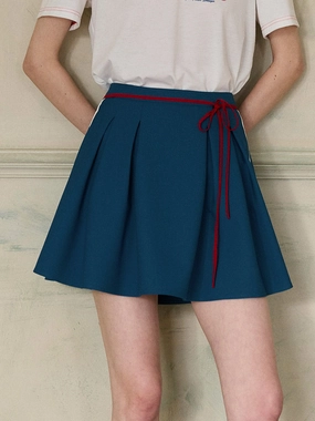 ??Final Sale??Hadlee Cute Contrasting Lace-up Pleated A-Line Skirt Everyday Ease Quality Material