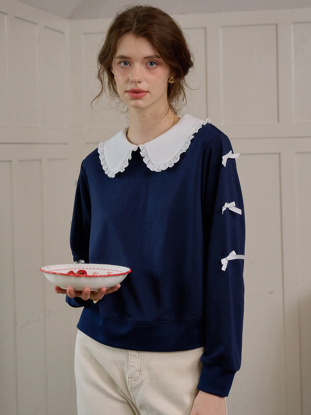 ??Final Sale??Karen Peter Pan Collar  Sweatershirt Crown Fit AbrasionResistant Material