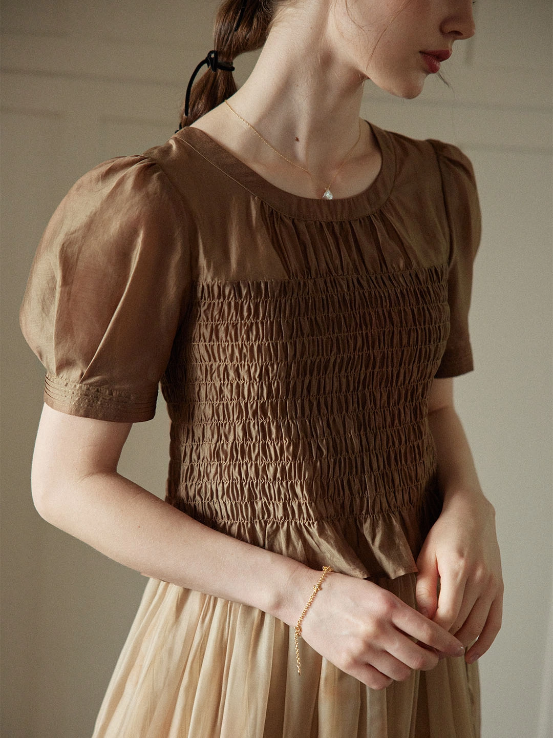 Suburb Ease ??Final Sale??Lillie Vintage Court Ruffle Puff Sleeve Blouse