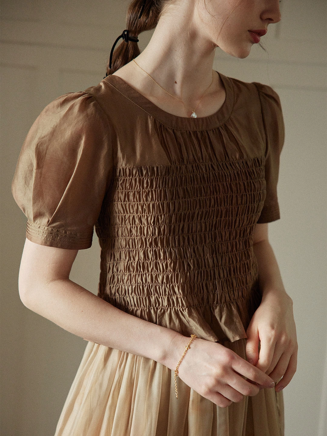 Fashion Accessory ??Final Sale??Lillie Vintage Court Ruffle Puff Sleeve Blouse