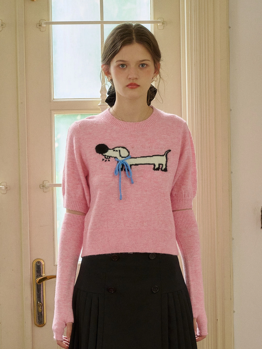 ??Final Sale??Lorelai Round Neck Puff Sleeve Bow Detail Pullover Sweater temperature regulation