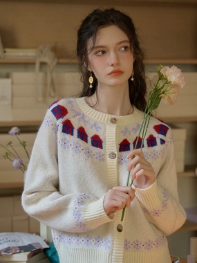 ??Final Sale??Lorelai Round Neck Winter Patter Sweater Morning Ease Translucent Soul