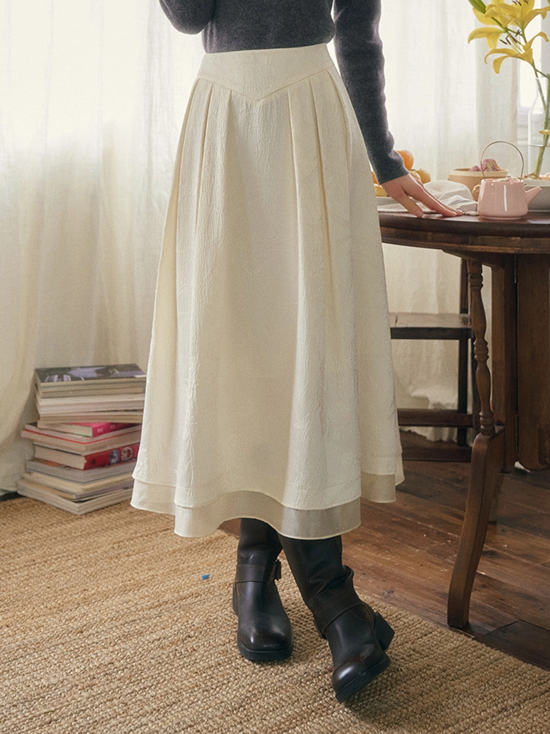 ??Final Sale??Mackenzie A-Line Jacquard Skirt SustainableManufacturing