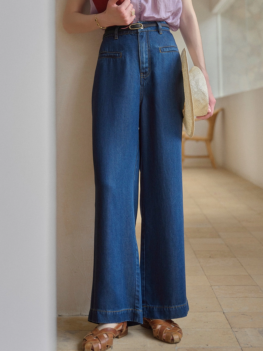 ??Final Sale??Riley?Square?Neck?100%?Cotton?Blouse LowProfile Lake Glow