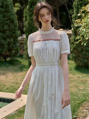 ??Final Sale??Sabrina Ruffle Neck 100% Cotton Dress FadeResistant