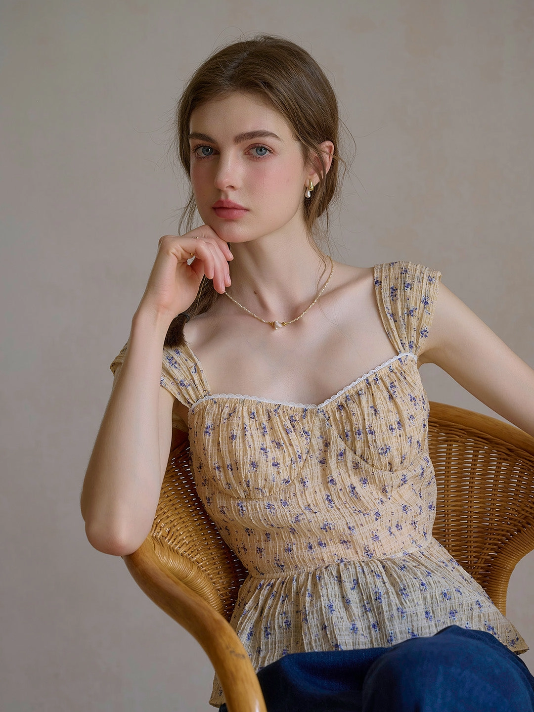 ??Final Sale??Victoria Square Neck Accordion Pleats Lyocell Top StaticResistant Peace Flow