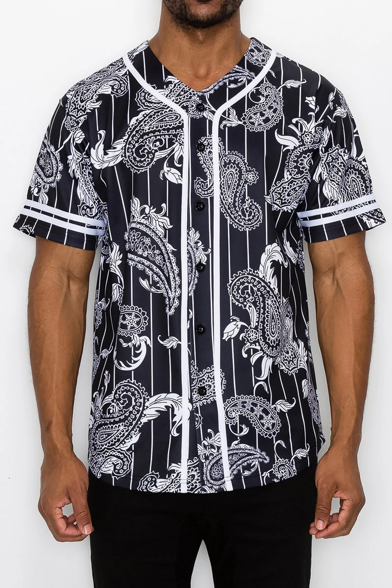 ThermalLining Pinstripe Bandana Baseball Jersey - Black