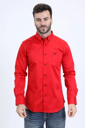 Minimalist Fit Men's Performance Long Sleeve Red Shirt