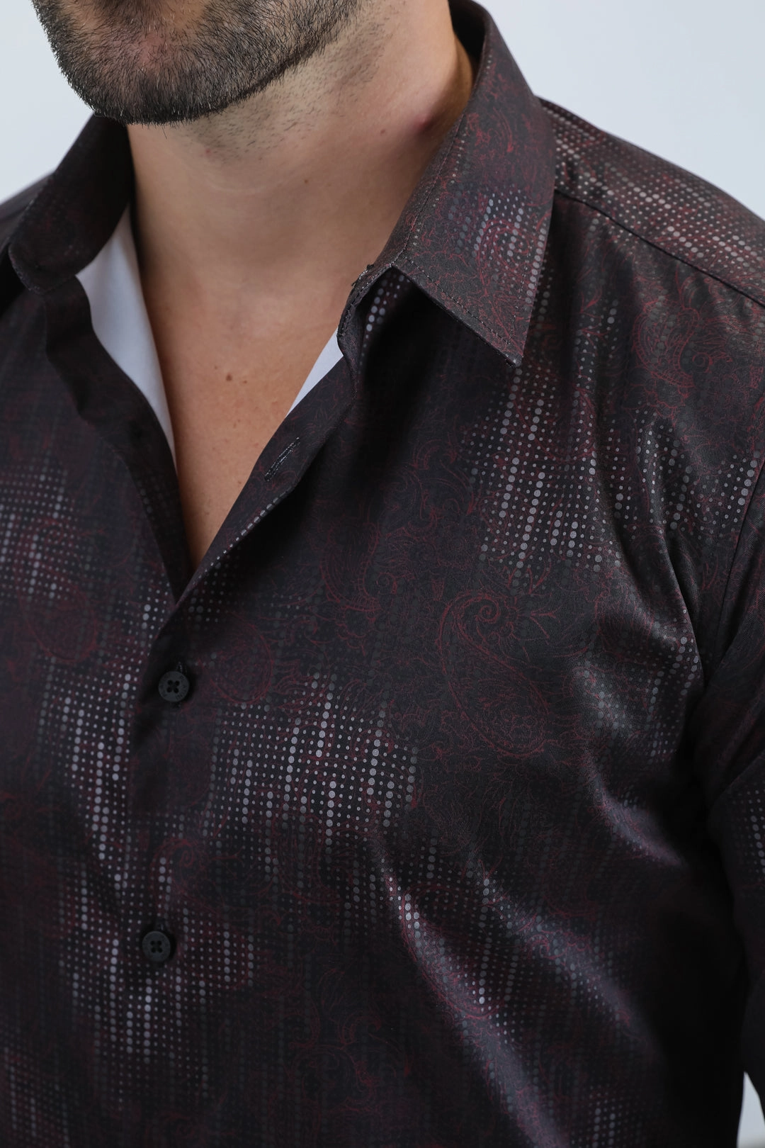 Mens Modern Fit Stretch Foil Fashion Black Shirt Festival Fashion Linen blend