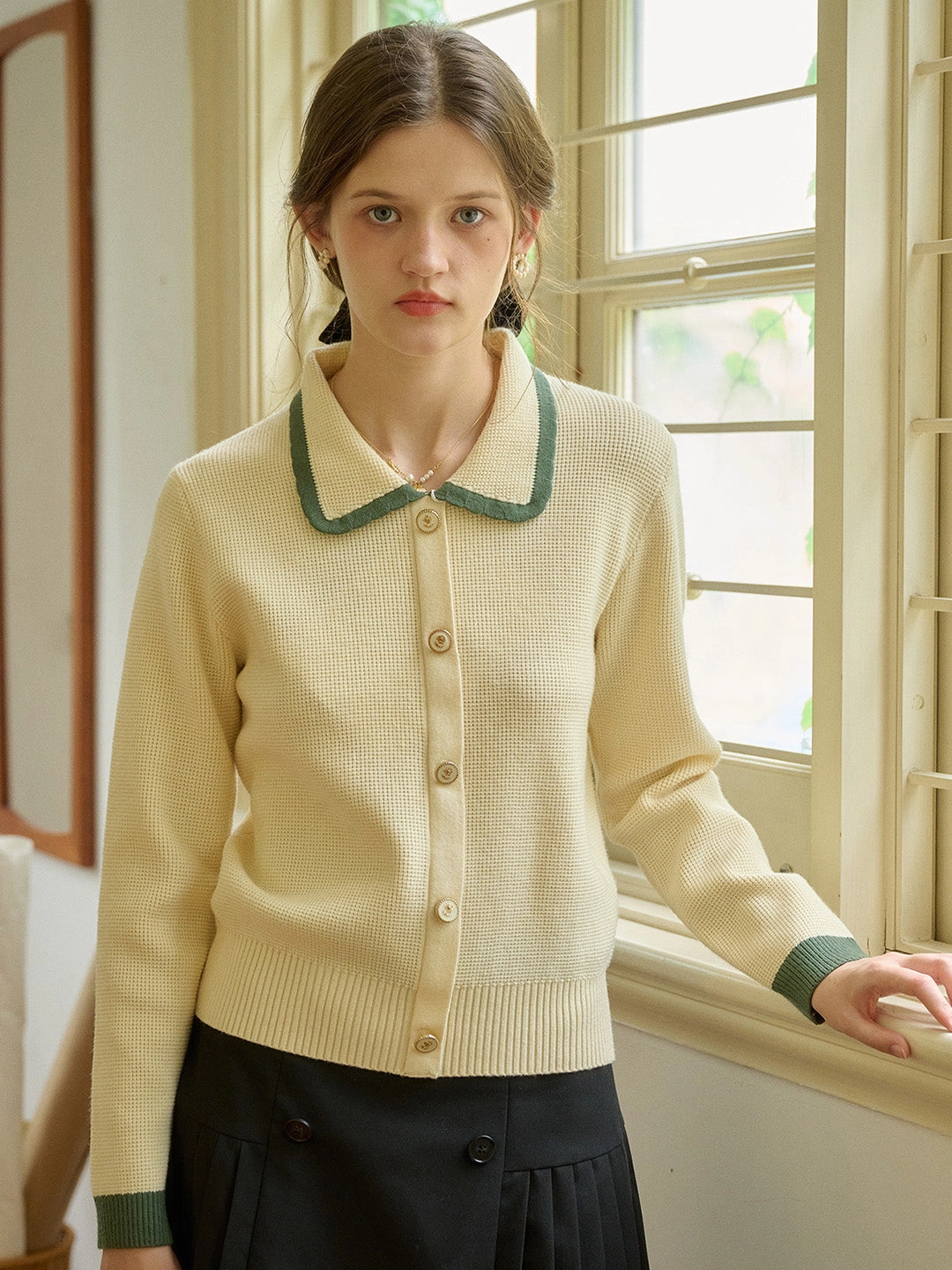 ??Final Sale??Stella Peter Pan Collar Knit Cardigan Cloud Core Fresh Glow