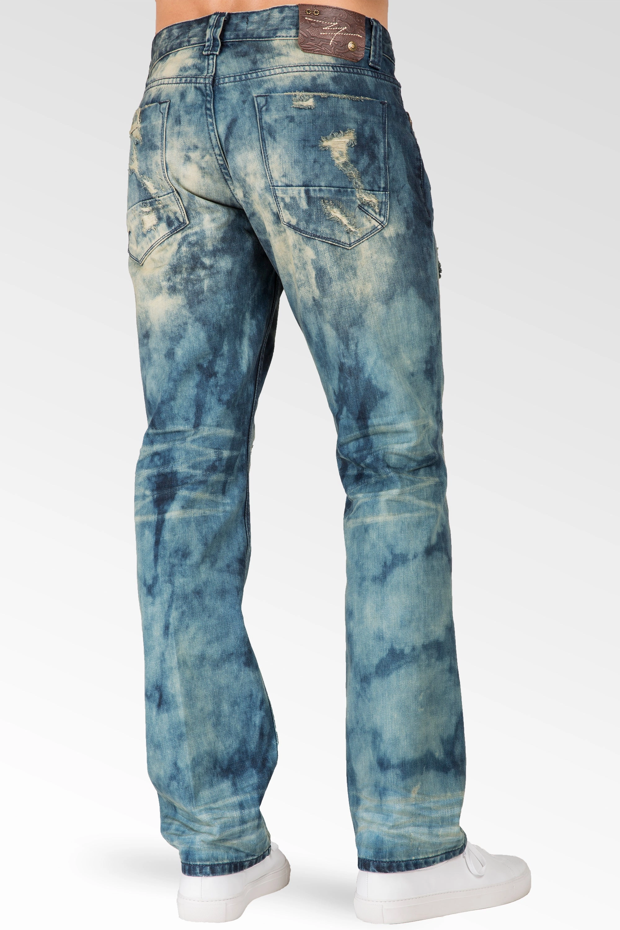 Slim Straight Khaki Tint Destroyed & Mended Premium Denim Signature 5 Pocket Jeans Snow Ready