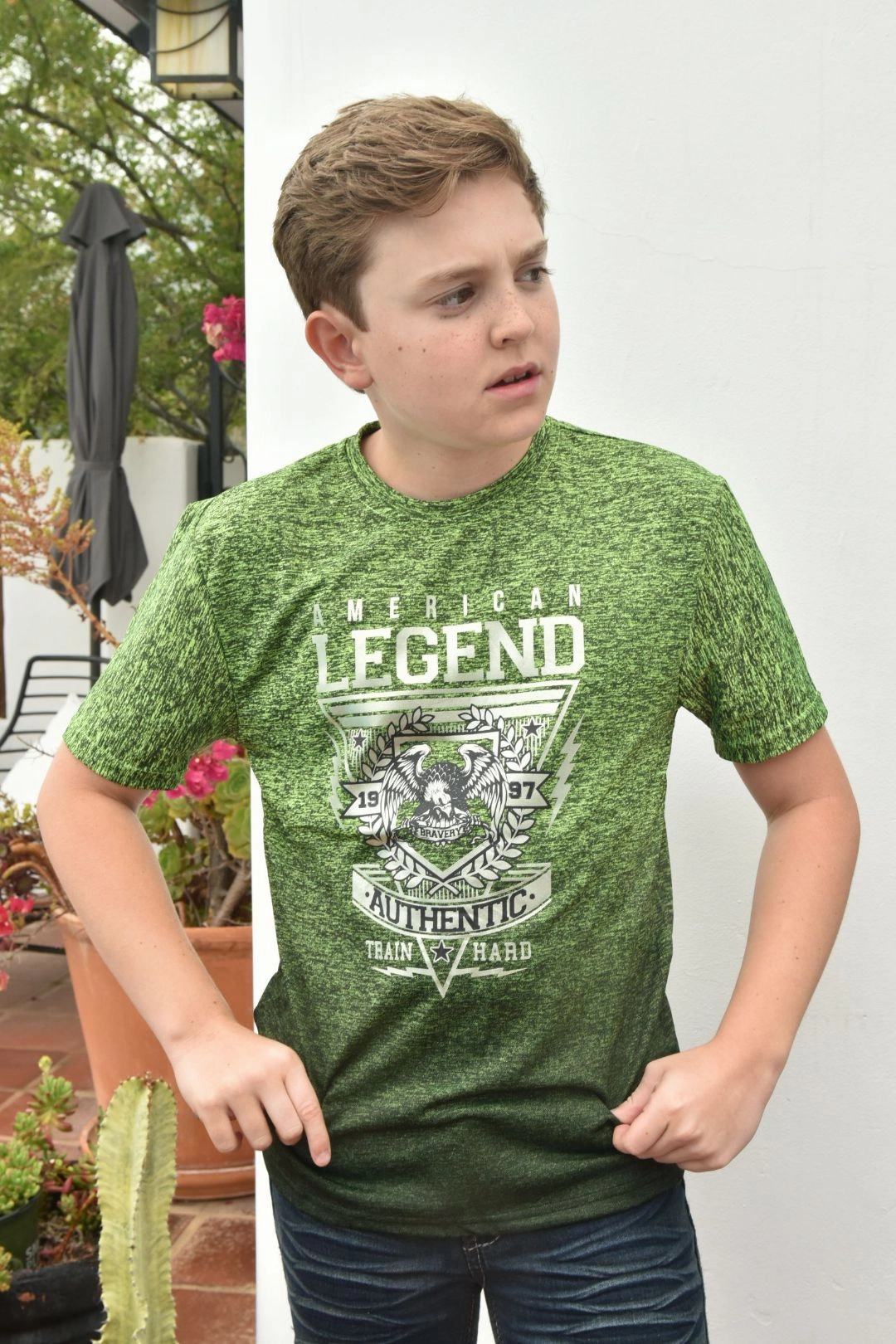 Kid's American Legend Lime Green Ombre Quick Dry T-shirt Warm Layers