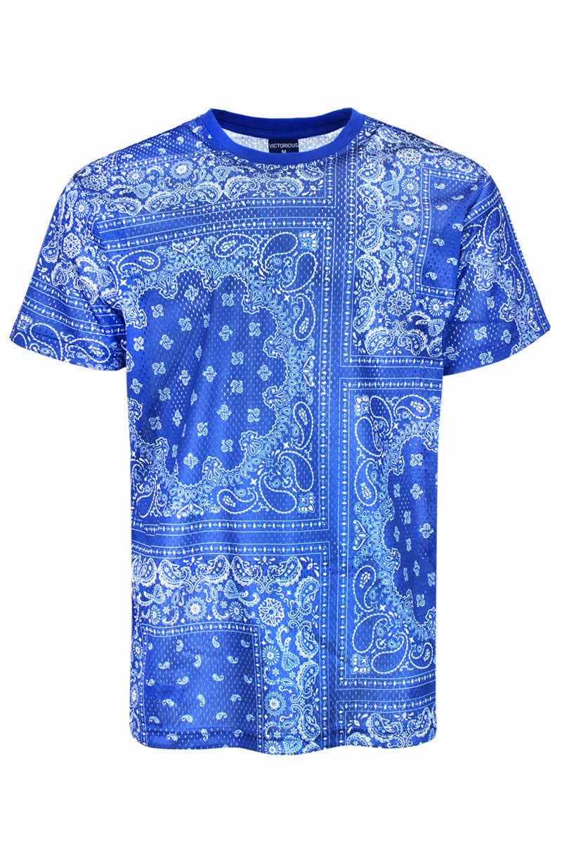 Air Mesh Bandana Print T-shirts QuickDry Material