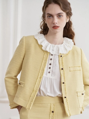 Aitana Yellow Brushed Tweed Jacket Art Core