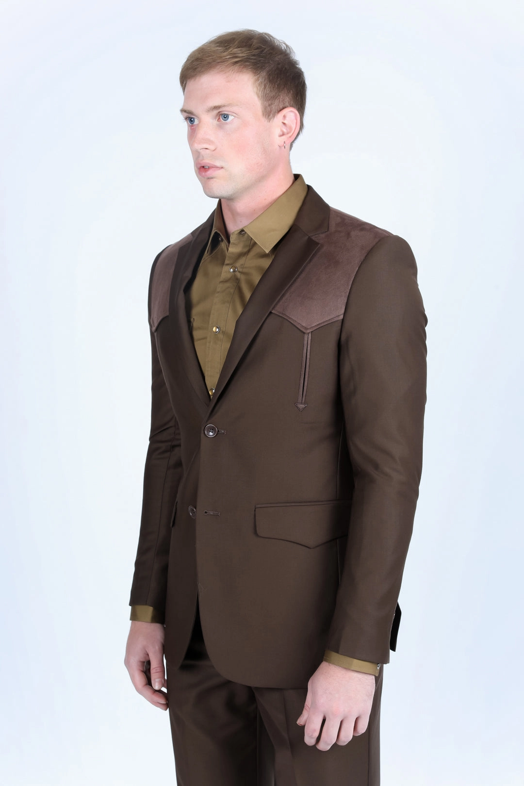 Men's Western Suit Sport Coat with Suede Yokes and Elbow Patches Tough Core Group Mood