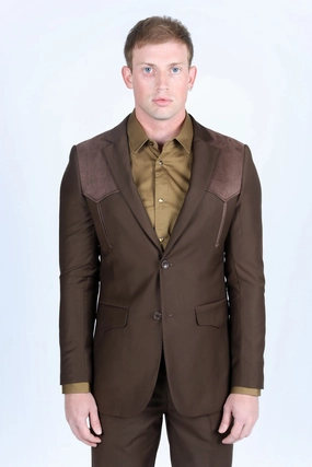 NoSlipGrip Trendy Trousers Men's Western Suit Sport Coat with Suede Yokes and Elbow Patches