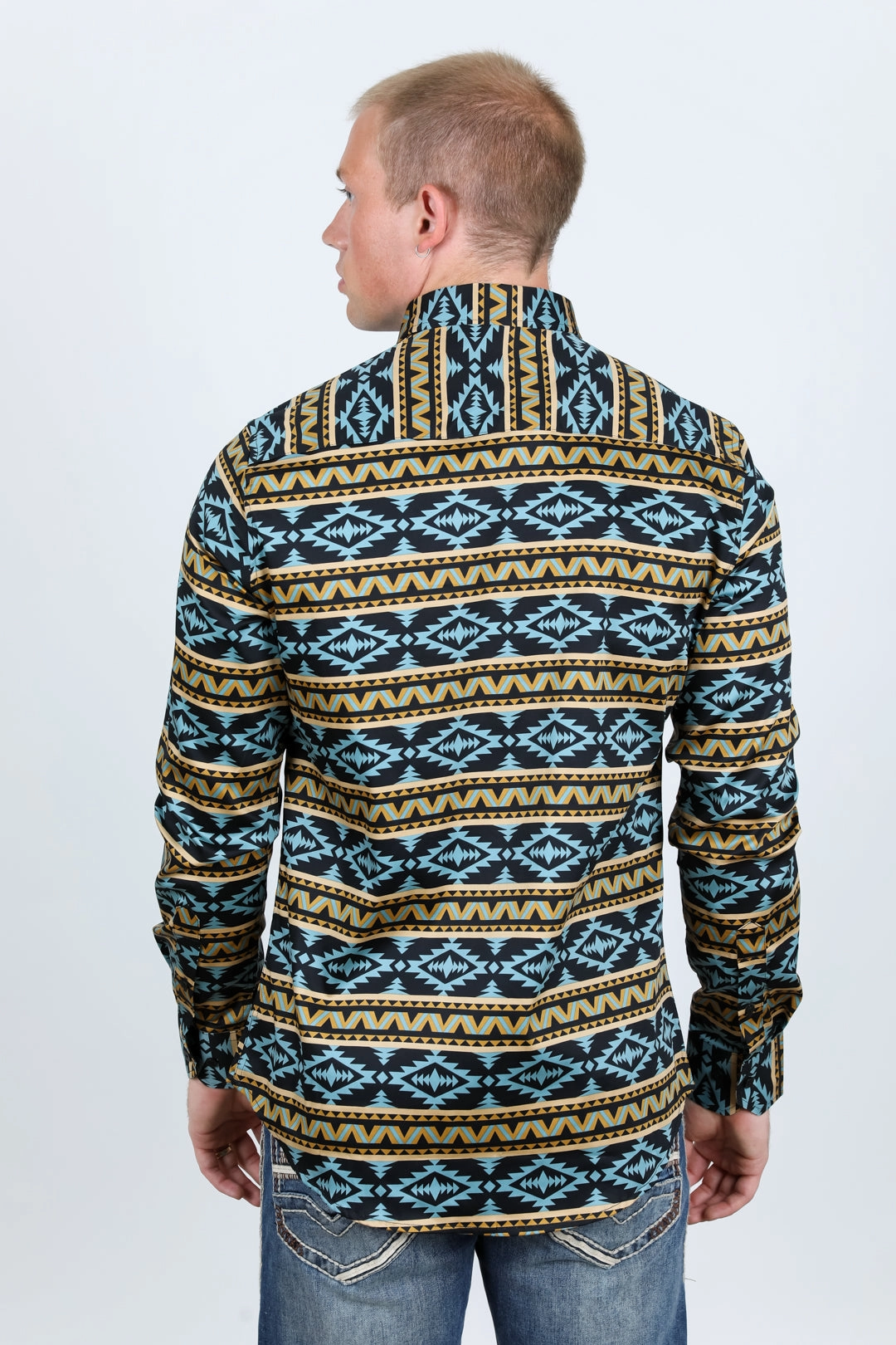 Men??s Legendary Aztec Cotton Spandex Modern Fit shirt - Black Seasonal Comfort Subtle patterns