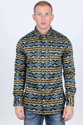 Men??s Legendary Aztec Cotton Spandex Modern Fit shirt - Black Denim Blend