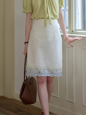 Annie Color Embroidery 100% Cotton Skirt Soft Feel Sweat Wicking Liner