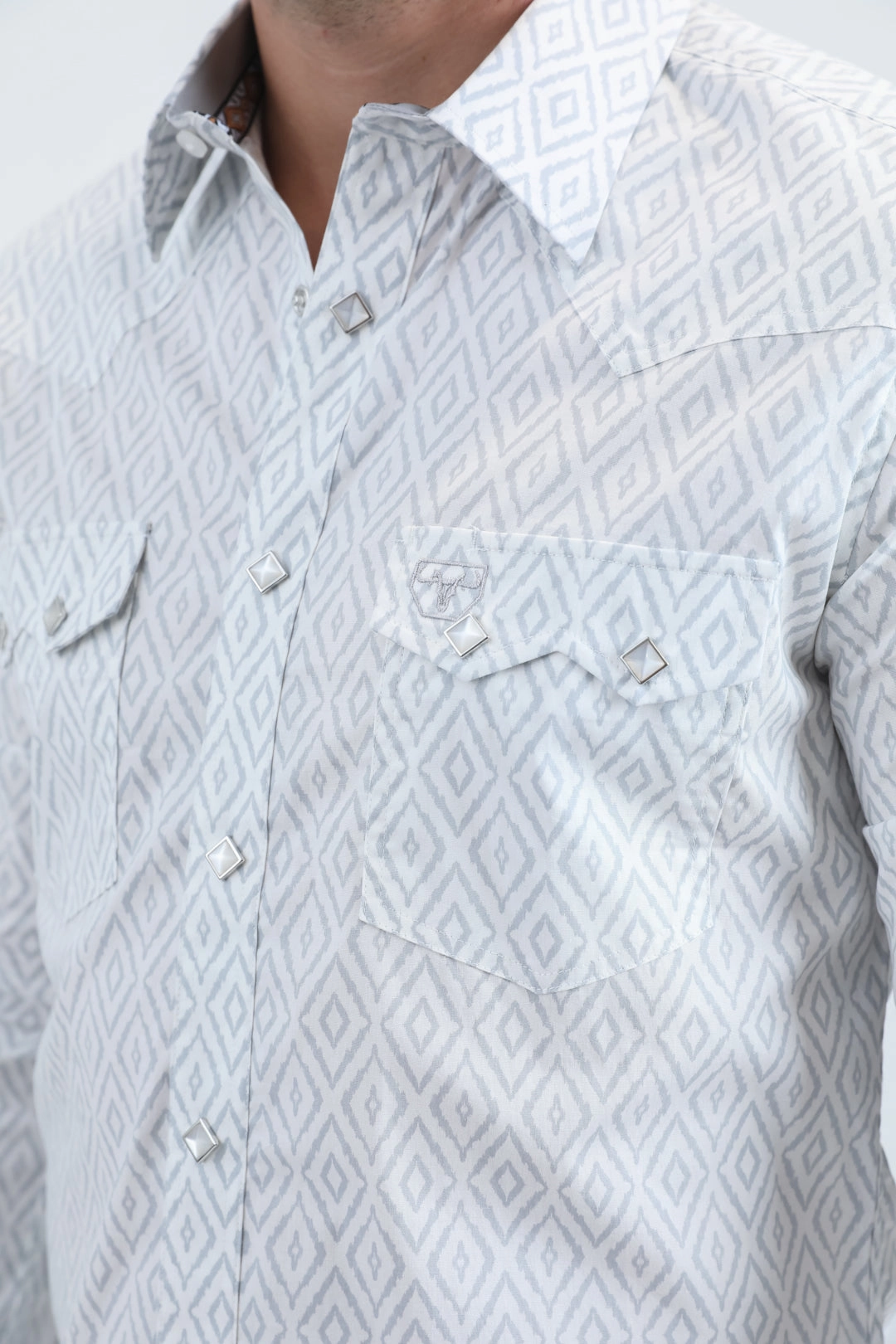 Timeless Style Mens Western Modern Fit Cotton/Spandex Long Sleeve White Shirt with Snaps