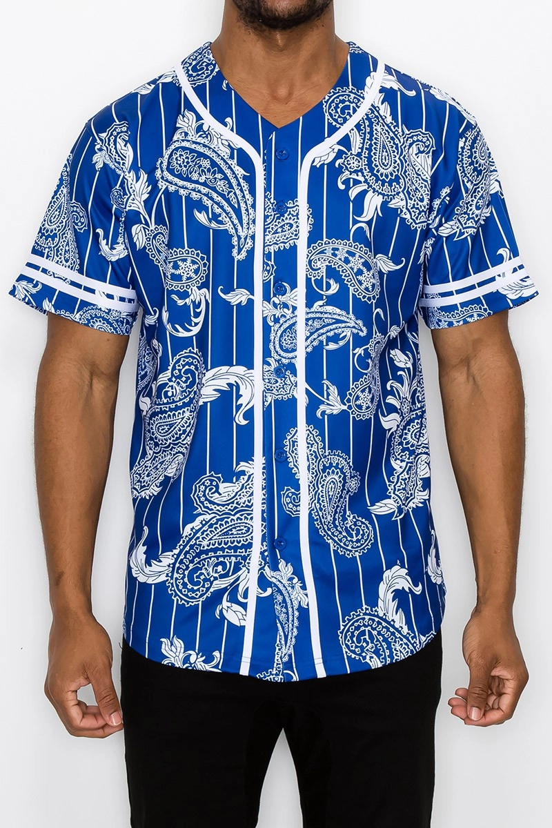 Pinstripe Bandana Baseball Jersey - Royal Blue AntiOdor